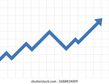 Blue Arrow Graph Rising Up Slowly Representing Steady Profit Growth and Optimistic Business Progress