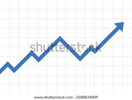 Blue Arrow Graph Rising Up Slowly Representing Steady Profit Growth and Optimistic Business Progress