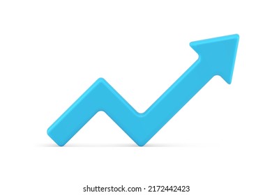 Blue Arrow Graphic Glossy Angled Geometry Element Positive Trend Economic Profit Business Strategy 3d Icon Vector Illustration. Bright Financial Analyzing Presentation Pointer Increase Direction