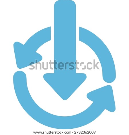 Blue arrow icon with circular arrows indicating download and refresh