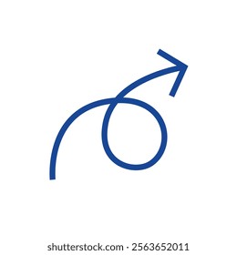 blue arrow icon curved going up hand drawing style