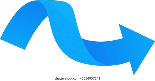 Blue arrow icon, blue curved up arrow, market, situation, performance improvement concept icon, vector arrow symbols