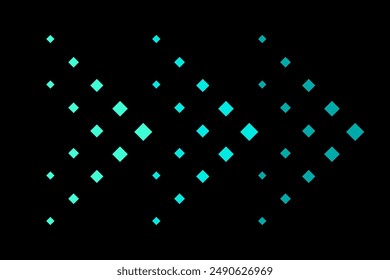 Blue arrow icon. Gradient diamond pattern. Right direction vector. Black background.