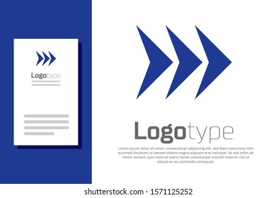Blue Arrow icon isolated on white background. Direction Arrowhead symbol. Navigation pointer sign. Logo design template element. Vector Illustration