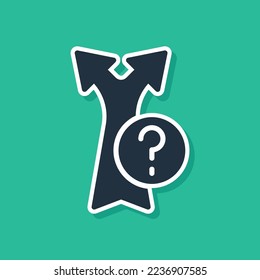 Blue Arrow icon isolated on green background. Direction Arrowhead symbol. Navigation pointer sign.  Vector