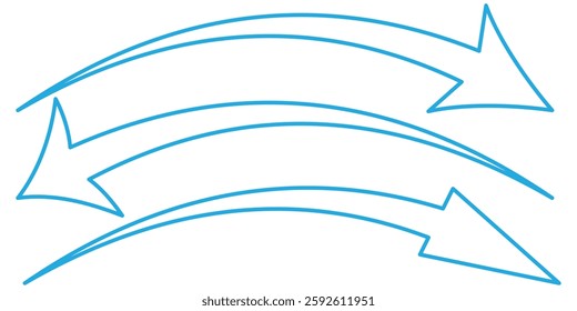 Blue arrow icon isolated on white background. Horizontal dual, right and left side arrow signs. Arrow indicated the direction symbol. Royal and light, fill and stock color  arrow icon vector. 