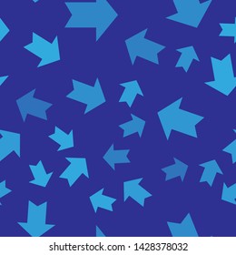 Blue Arrow icon isolated seamless pattern on blue background. Direction Arrowhead symbol. Navigation pointer sign.  Vector Illustration