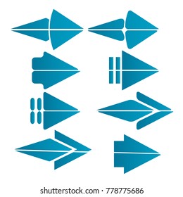 blue arrow icon logo next sign illustration set isolated background