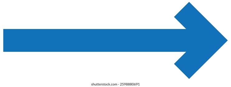 Blue arrow icon. Long arrow. Large horizontal blue long arrow icon isolated on white background. Vector illustrator