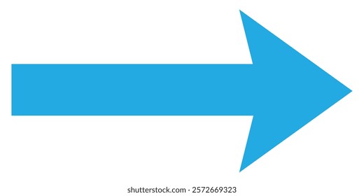 Blue Arrow icon. Blue long arrow on white background. Long arrow. Vector illustration.