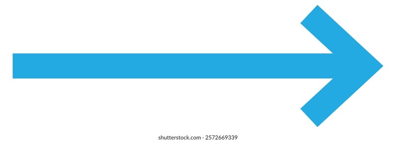 Blue Arrow icon. Blue long arrow on white background. Long arrow. Vector illustration.