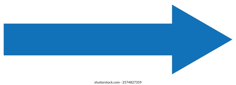 Blue arrow icon. Blue long  arrow on white background. Long arrow. long arrow.