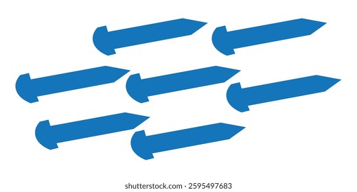 Blue arrow icon on transparent background.eps10