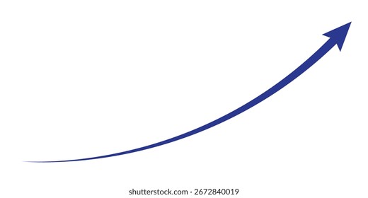 Blue arrow icon on transparent background. Flat style arrow icon. Blue curved arrow icon. Blue Right up curved arrow vector. Blue Curve icon on white background. Vector illustrator. EPS 10	