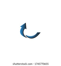 Blue arrow icon on white background
