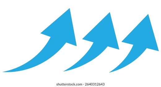 blue arrow icon on white background. flat style. arrow icon for your web site design, logo, app, UI. Blue arrow icon. Curved arrow.