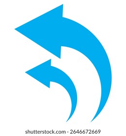 Icono de flecha azul. icono de flecha azul sobre fondo blanco. estilo plano. icono de flecha para su diseño de Sitio web, logotipo, App, interfaz de usuario. signo de flecha curva. Ilustración vectorial.