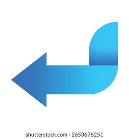 Blue arrow icon, pointing left