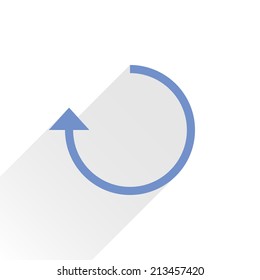 Blue arrow icon reload, refresh, rotation, reset, repeat sign 20. Web pictogram with gray long shadow on white background. Simple, solid, plain, flat style. Vector illustration graphic design 8 eps