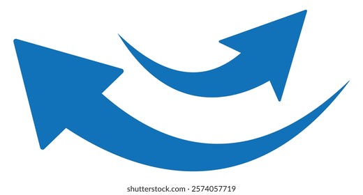 Blue arrow icon set. Blue long curved arrows. Curved arrow on white background eps 10.