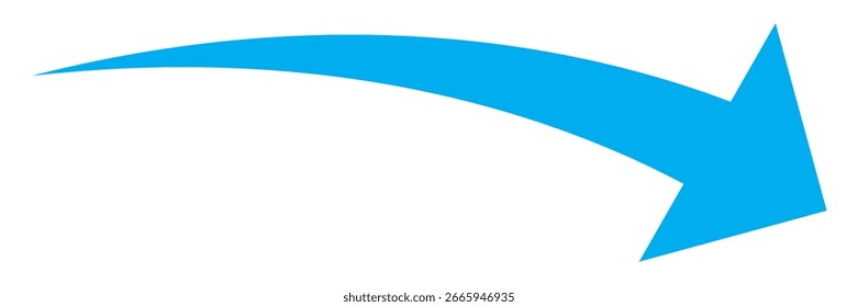 Blue arrow icon set on white background. Blue curve vector arrow icons. Curved arrow vector icons. Isolated curved blue arrow icon on white background. 
