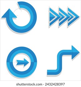 blue arrow icons geometric shapes