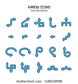 blue arrow icons set