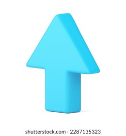 Blue arrow up increase progress direction cursor blue pointer isometric 3d icon realistic vector illustration. Upward point directional cyberspace navigation marker cursor upload download orientation