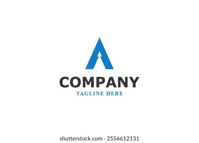 blue arrow with letter a logo