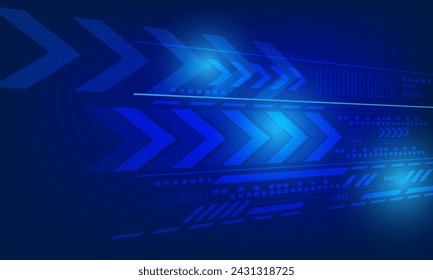 líneas de flecha azul circuito de conexión de red hi tecnología abstracto de fondo