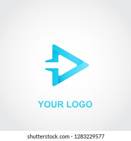 blue arrow logo. colorful 3D template design vector