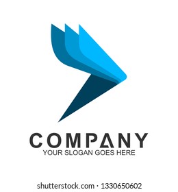 blue arrow logo, fast motion vector, delivery service icon, speed arrow, travel and transportation symbol, media tech logo design, abstract arrow business logo template