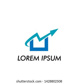 blue arrow logo icon for raise up business symbol or logo icon