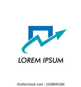 blue arrow logo icon for raise up business symbol or logo icon