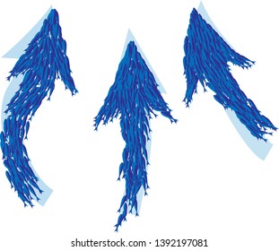 Blue arrow made by fishes. Design concept that demonstrate teamwork to the business goal. Fishes like people moving together to the target. Vector illustration.