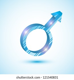 Blue arrow of Mars/ Icon/ Vector illustration.