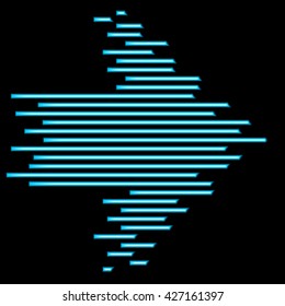 Blue arrow. Neon arrow. Neon isolated on black background. Vector illustration.