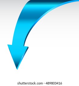 Blue arrow and neutral white background