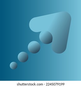 blue up arrow on blue gradient background. 3d vector icon.