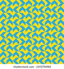 Blue Arrow Pattern On Yellow Background. Colorful Modern Backdrop Design. Up And Down, Left And Right Direction Pattern On Yellow Background.