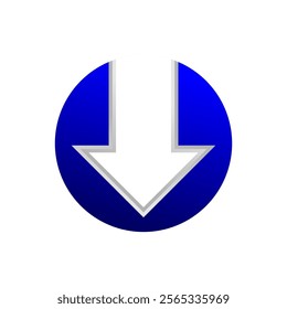 blue arrow pointing down, clip art blue arrow icon pointing to down isolated on white background.