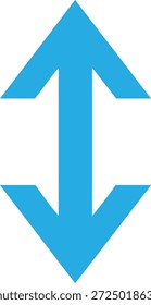 Flecha azul apuntando hacia arriba y hacia abajo en forma de diamante apuntando hacia arriba y hacia abajo
