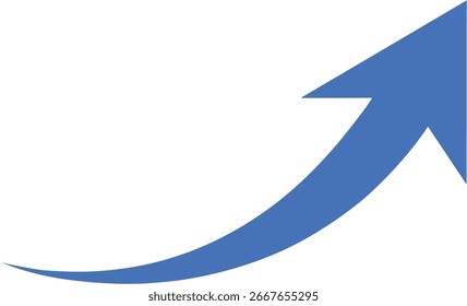 Seta azul apontando para cima simbolizando o crescimento e as tendências positivas em um fundo branco.