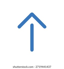 Una flecha azul apunta directamente hacia arriba contra un fondo blanco en un estilo minimalista plano.