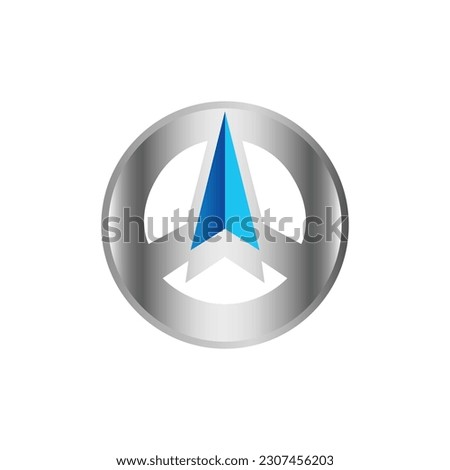 blue arrow shape luxury car brand logo vector illustration template design