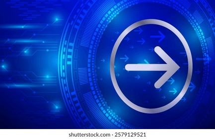 blue arrow shapes and circles lines circuit digital cyberspace abstract high technology background