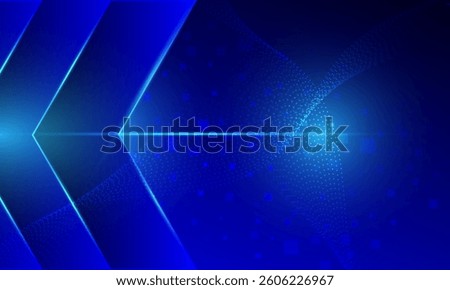 blue arrow shapes with dot lines electronic cyberspace and neon light abstract high technology background