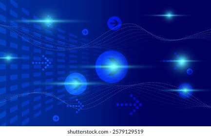 blue arrow shapes with lines connecting network abstract high technology background