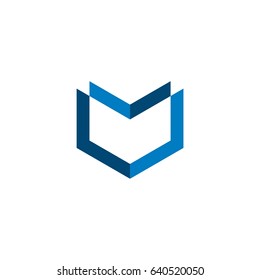 Blue Arrow Shield Line Logo Illustration Design. Vector EPS 10.