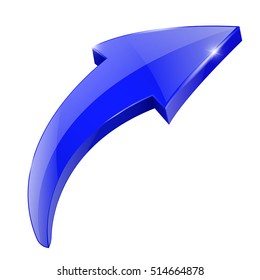 Blue arrow. Shiny web icon. 3d vector illustration isolated on white background